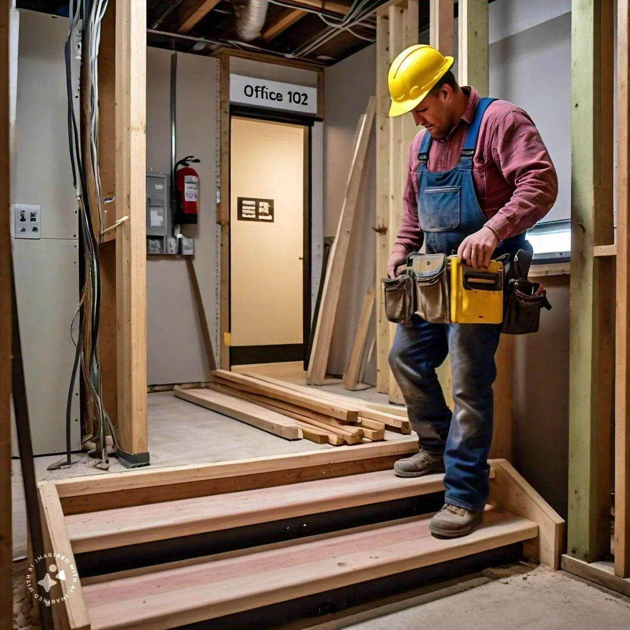 Stair Repair in Florissant, MO – Professional handyman repairing a wooden staircase in a Florissant home